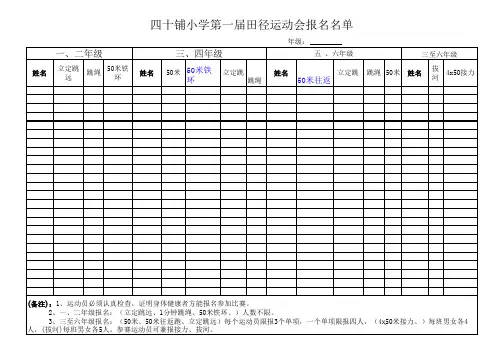 运动会报名表