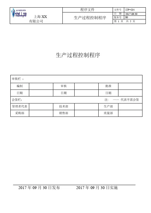ITP-C04 生产过程控制程序