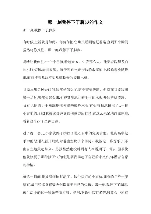 那一刻我停下了脚步的作文