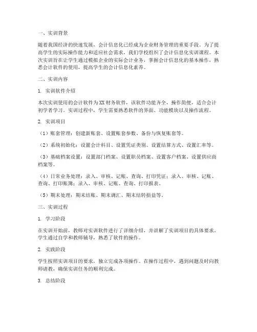 会计信息话实训报告总结