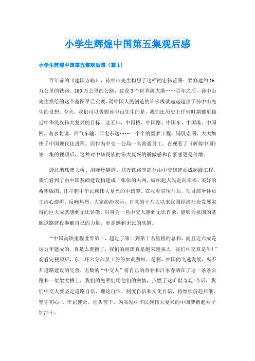 小学生辉煌中国第五集观后感