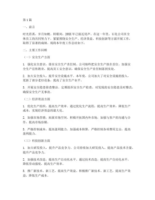 石化公司年度总结报告(3篇)