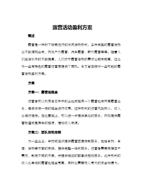 露营活动盈利方案