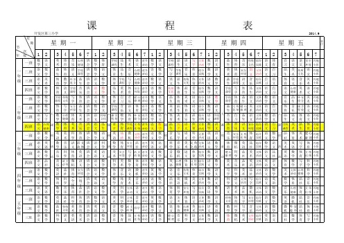 小学课程表14-15学年度第一学期课程表