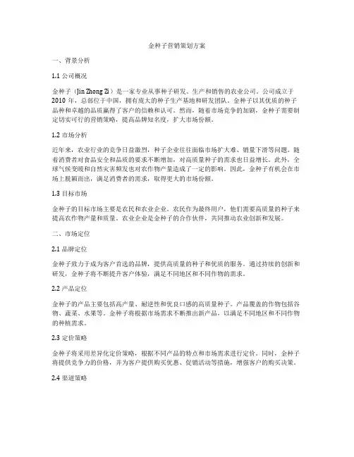 金种子营销策划方案