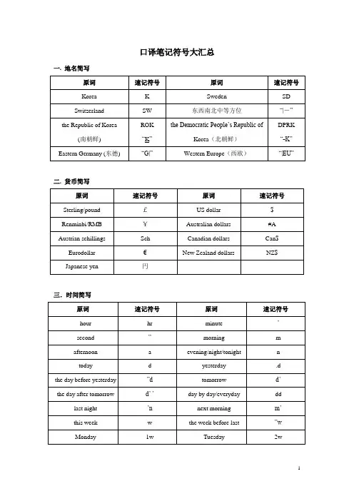 口译笔记常用符号