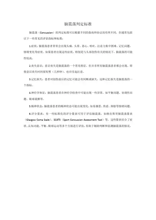 脑震荡判定标准