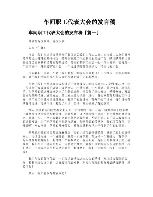 车间职工代表大会的发言稿