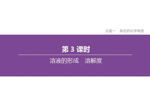 人教版新课标中考化学总复习-溶液的形成溶解度课件