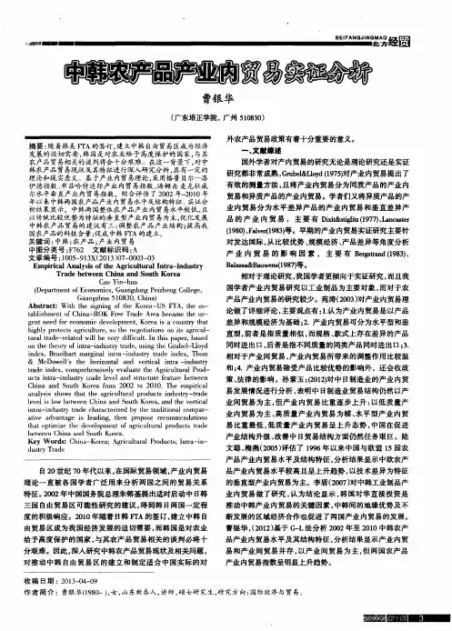 中韩农产品产业内贸易实证分析