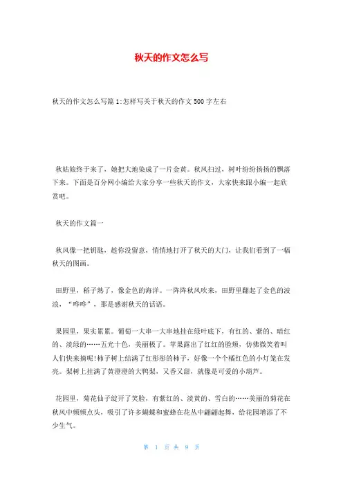 秋天的作文怎么写