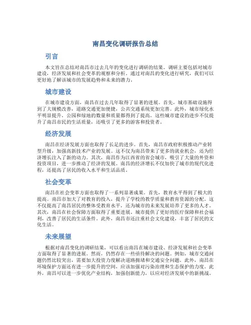 南昌变化调研报告总结