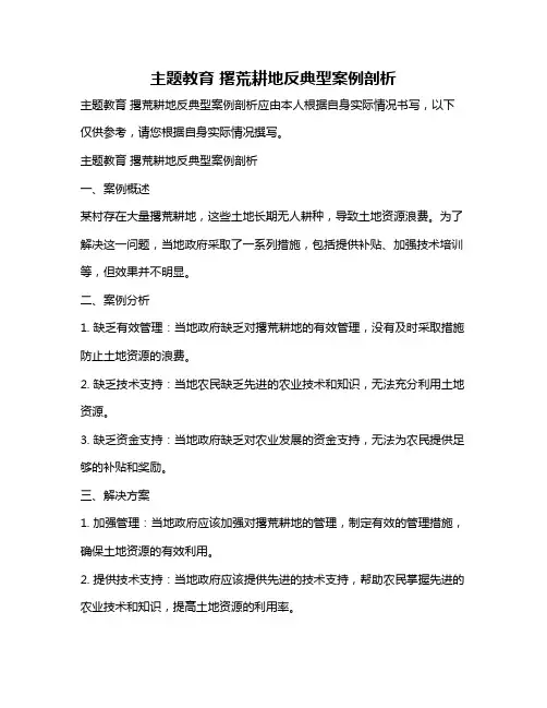 主题教育 撂荒耕地反典型案例剖析