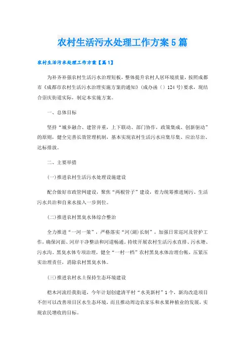 农村生活污水处理工作方案5篇