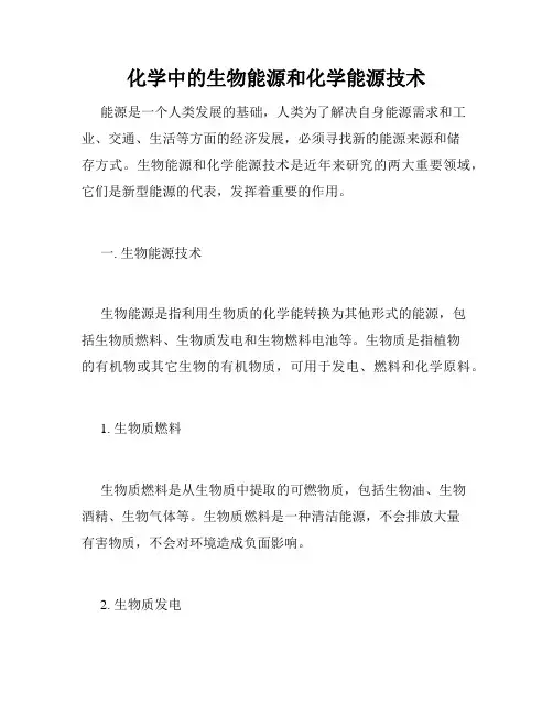 化学中的生物能源和化学能源技术