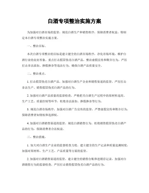 白酒专项整治实施方案
