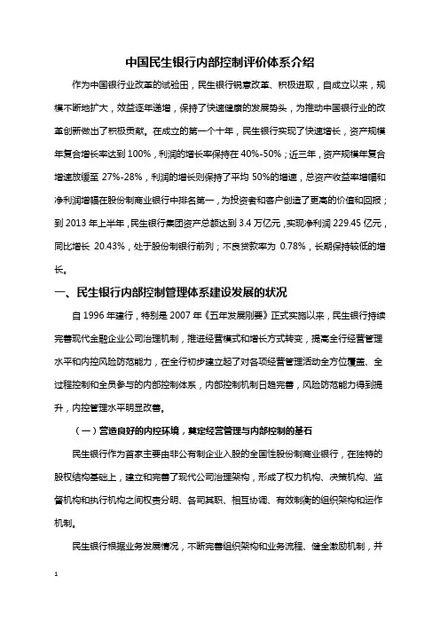 10.中国民生银行内部控制评价体系介绍精讲