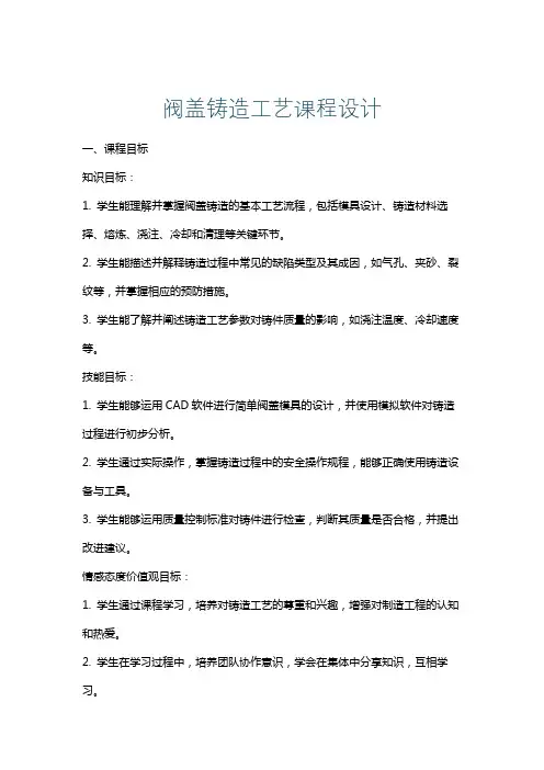 阀盖铸造工艺课程设计