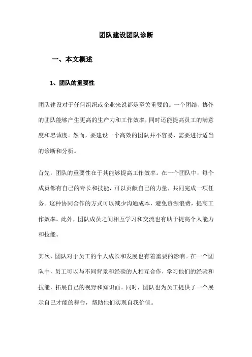 团队建设团队诊断