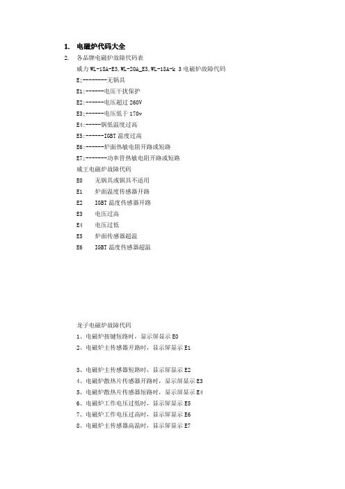 电磁炉代码大全