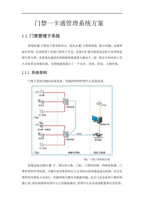 门禁一卡通标准管理系统专项方案