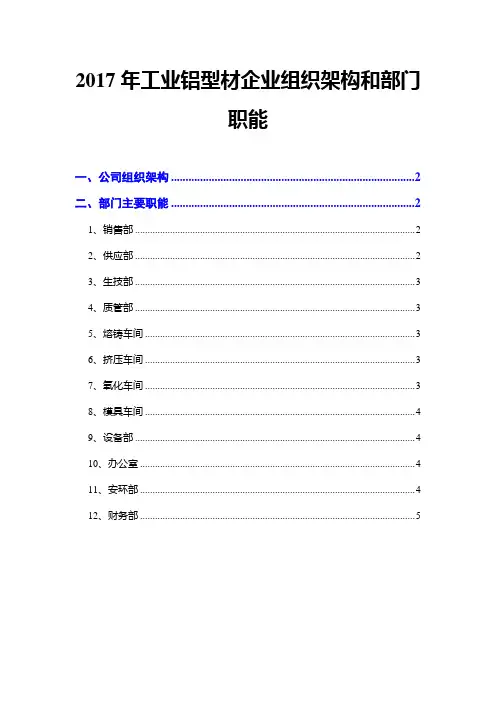 2017年工业铝型材企业组织架构和部门职能
