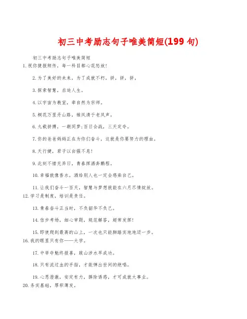 初三中考励志句子唯美简短(199句)