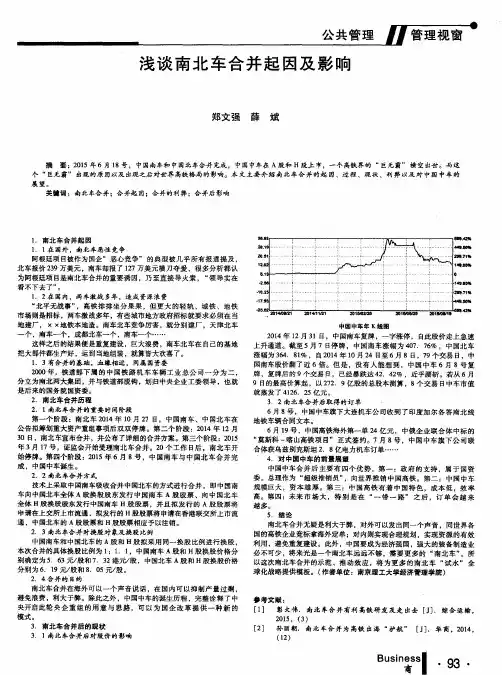 浅谈南北车合并起因及影响