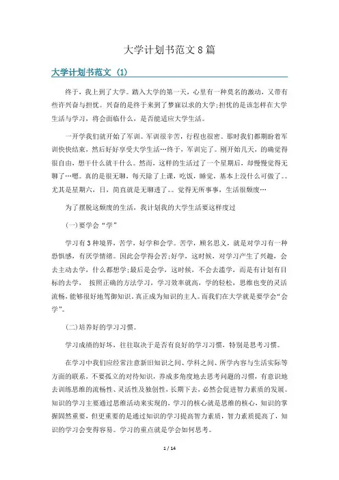 大学计划书范文8篇