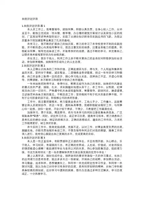 自我评定评语