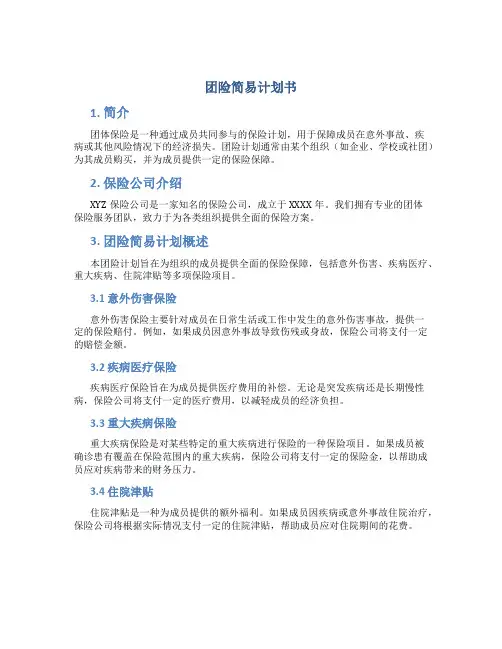 团险简易计划书