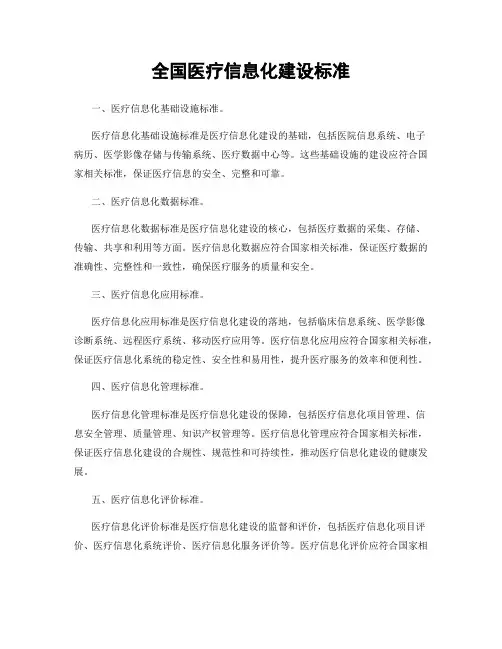 全国医疗信息化建设标准