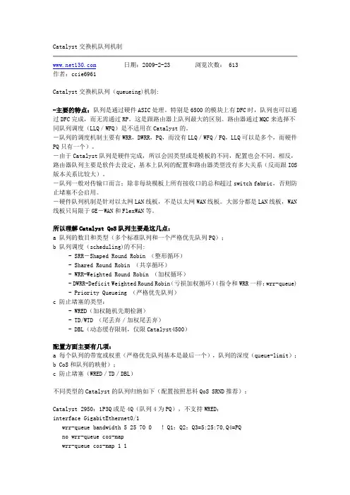 Catalyst交换机QOS队列机制