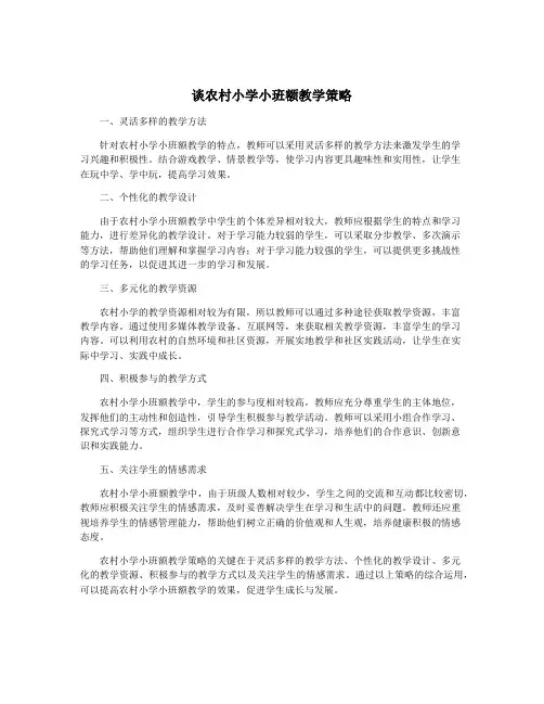 谈农村小学小班额教学策略
