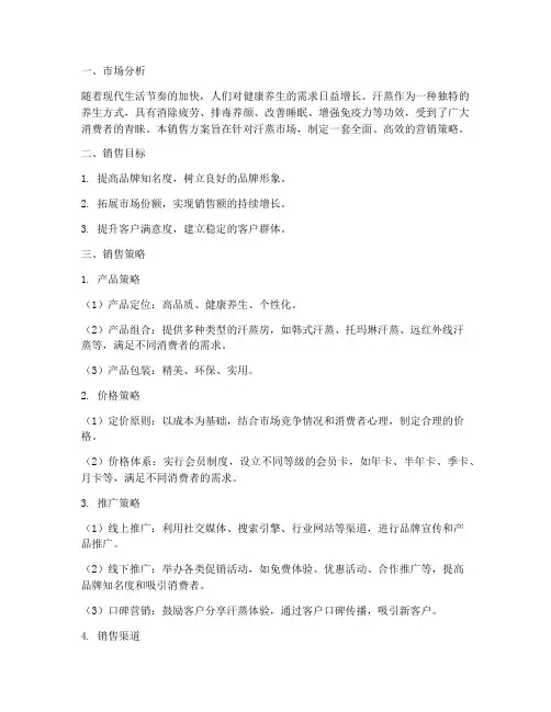 汗蒸的销售方案