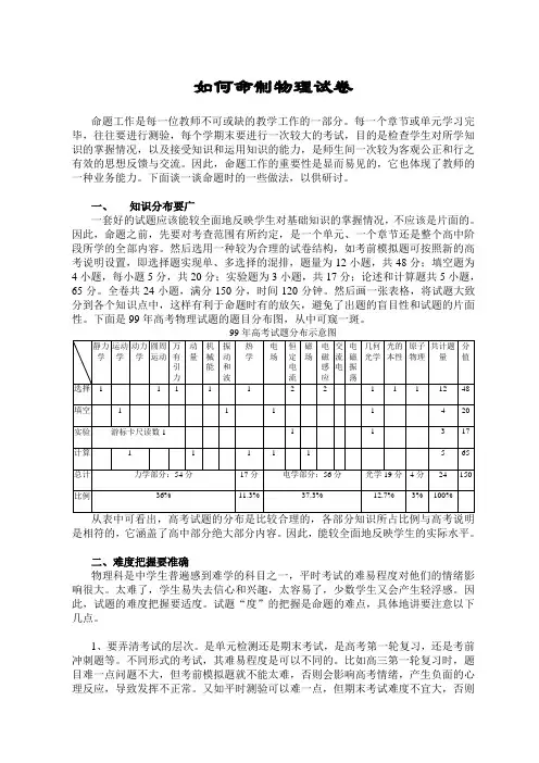 如何命制物理试卷