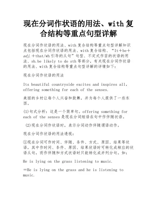 现在分词作状语的用法、with复合结构等重点句型详解
