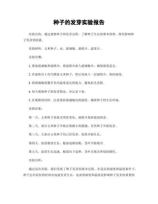 种子的发芽实验报告