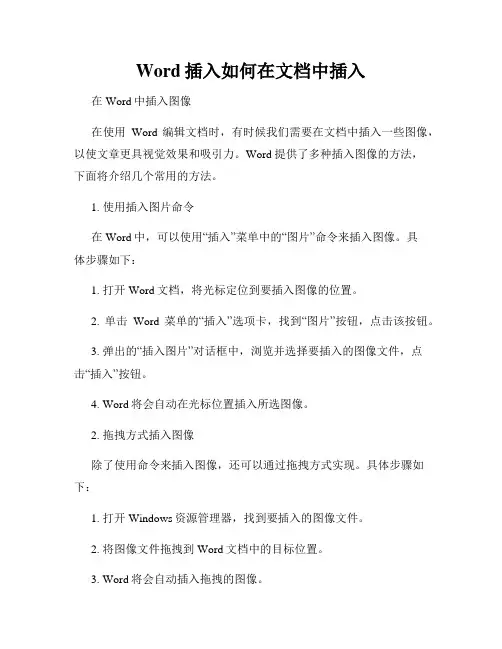 Word插入如何在文档中插入