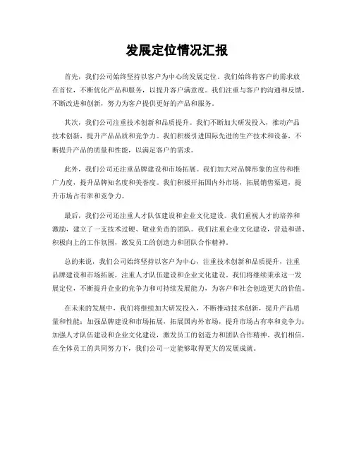 发展定位情况汇报