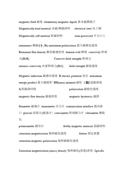 磁性测量术语