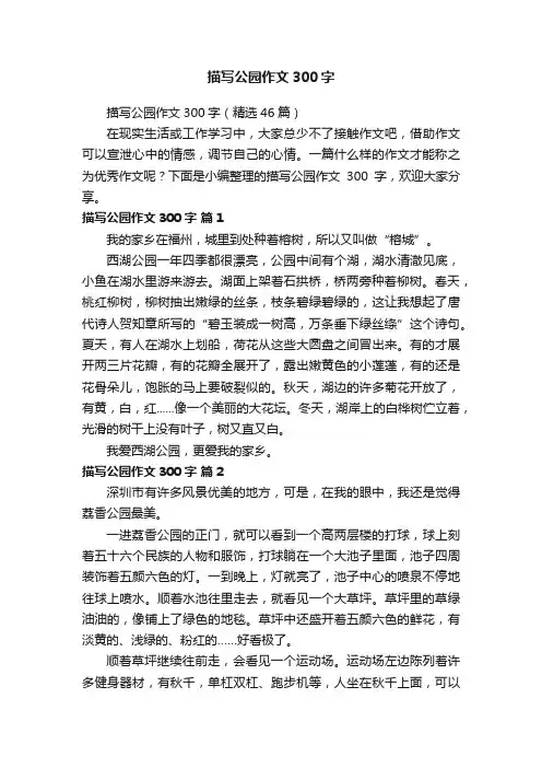 描写公园作文300字（精选46篇）