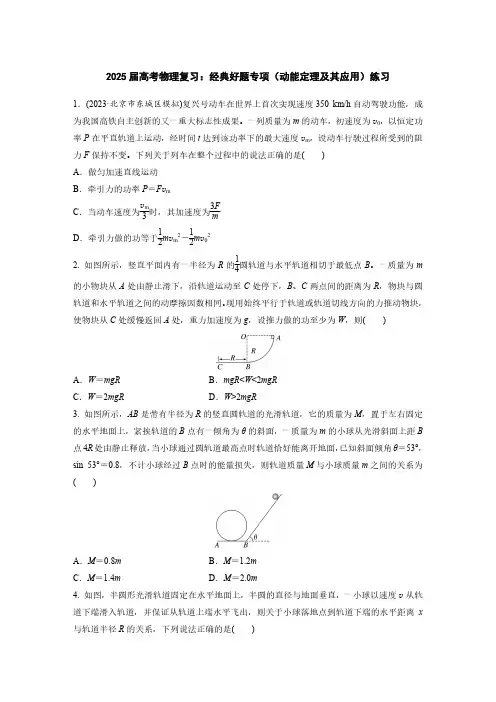 2025届高考物理复习：经典好题专项(动能定理及其应用)练习(附答案)