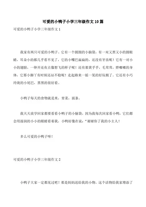 可爱的小鸭子小学三年级作文10篇