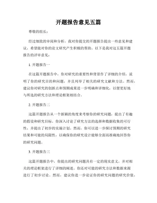 开题报告意见五篇