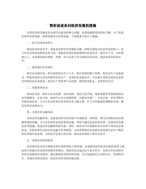 简析促进农村经济发展的措施