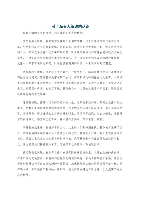 对上海五大新城的认识