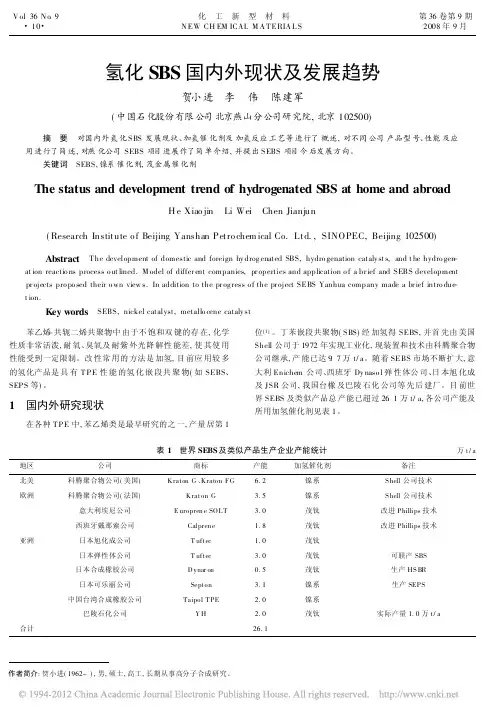 氢化SBS国内外现状及发展趋势