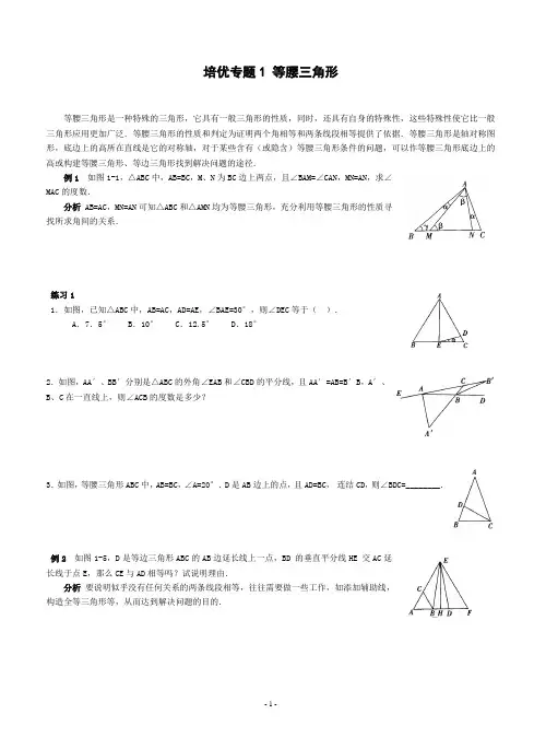 培优专题1等腰三角形