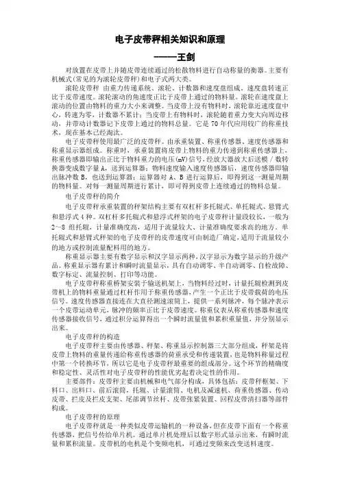 电子皮带秤相关知识和原理